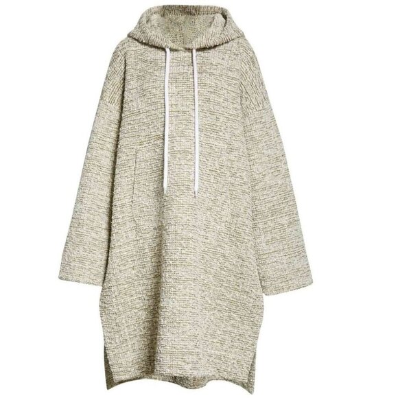 St. John Long Hoodie Sweater Bouclé In Ecru Melange Tweed Knit Hooded Sweatshirt - Picture 17 of 17